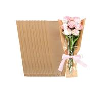 50 Sheets Brown Kraft Flower Wrapping Paper, Waterproof Floral Sleeves for Bouquets, Gift Wrapping Paper for Weddings, Birthdays, Anniversaries, Florist Supplies (Brown)