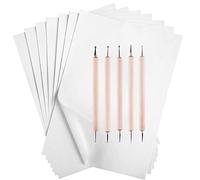 50 Sheets Carbon Paper Graphite Paper White Carbon Transfer (8.5 x 11.5 inch) Tracing Papers with 5 PCS Embossing Styluses Dotting Tools for Wood Paper Canvas Craft