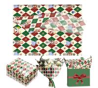 50 Sheets Christmas Nutcracker Tissue Paper for Wrapping Gifts,50x35cm Red Green Checked Xmas Tissue Paper Sheets for Packaging Gift Bag,Gift Wrapping Paper for Craft DIY Christmas New Year Decoration
