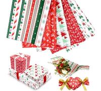 50 Sheets Christmas Tissue Paper for Wrapping Gifts,50x35cm 5 Design Red Green White Xmas Tissue Paper Sheets for Packaging,Gift Wrapping Paper for Crafts DIY Christmas New Year Gift Bags Decorations