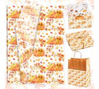 50 Sheets Fall Pumpkin Tissue Paper Autumn Present Wrapping Paper for DIY Art Craft Thanksgiving Wedding Bridal Shower Harvest Packaging 13.8 x 19.2 Inch