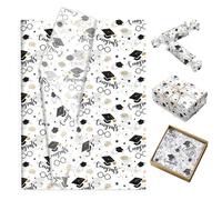 50 Sheets Graduation Tissue Paper Black Gold Graduate Cap Glasses Congrats Patterns Gift Wrapping Paper for Graduation Party DIY Crafts Holiday Decoration Gift Packing,20 x 14 inch