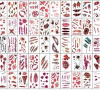 50 Sheets Halloween Scar Tattoos Stickers Waterproof Temporary Tattoo Fake Scars for Halloween Parties, Cosplay, Costume Makeup
