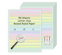 50 Sheets Handwriting Paper 8.5”x11” Double Side Colored Primary Writing Paper for Kids with ADHD 0.5” Tactile Writing Lines Spacing Multi-Sensory Ruled Handwriting Tablet Dysgraphia Pad for Children
