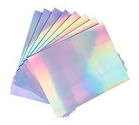50 Sheets Holographic Sticker Paper, Printable Vinyl Sticker Paper for Ink Jet Printer ＆ Laser Printer - 8.5 x 11 inches, Self- Adhesive Waterproof Dries Quickly - Rainbow