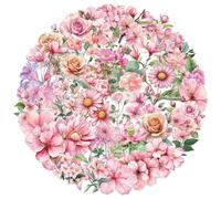 50 Sheets Lovely Scrapbooking Sticker Flower Decal Clear Laptop Decorative for Notebook Decoration