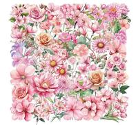 50 Sheets Lovely Scrapbooking Sticker Flower Decal Clear Laptop Decorative for Notebook Decoration