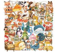 50 Sheets Luggage Sticker Scrapbook Reward Fairies Tale Watercolor Decorative for Phone Retro Decorative Decal Luggage Watercolor