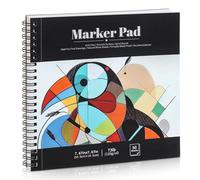 50 Sheets Marker Paper Pad, 7.6×7.6 Inch Bleedproof Art Sketch Pad, 73lb/120gsm Drawing Paper Spiral Sketch Book, Alcohol Marker Paper Painting Coloring Paper for Beginners, Artists, Gift