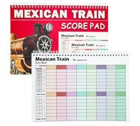 50 Sheets Mexican Train Score Pads, Colorful Chicken Foot Dominoes Score Sheets with Spiral Binding, Accessories for Mexican Train Game, Scorekeeper Notepad for Family Game Nights