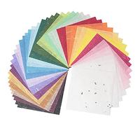 [50 Sheets] Mixed Korean Traditional Mulberry Paper HanJi ( 6 x 6 inches ) | Colored Paper | Folding Handmade Art Design Craft (Mixed Unyong Hanji)