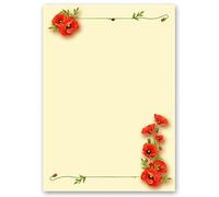50 Sheets Motif Letter Paper! Flowers Motif Poppy DIN A4