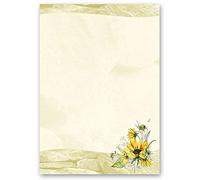 50 Sheets Motif Letter Paper! Flowers & Petals Yellow Sunflowers DIN A5 - Paper-Media