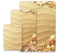 50 Sheets Motif Letter Paper! Shells in The Sand DIN A5 - Travel & Vacation