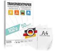 50 Sheets of Tracing Paper Printable DIN A4 Premium 102 g for Printing Yourself, Craft Lantern Paper - Tracing Paper - Tracing Paper, Place Cards and Lanterns Make Yourself from Germany