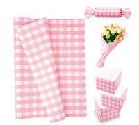 50 Sheets Pink Gingham Tissue Paper for Gift Wrapping, 35x50cm Tissue Paper Bulk for Gift Bags, Gift Packing Paper Wrapping Paper Sheets for Crafts DIY Art Wedding Birthday Baby Shower Party Favor