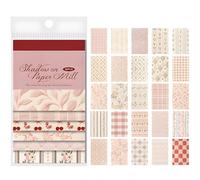 50 Sheets Pink Scrapbook Paper, 3.5x5.5 inch Vintage Floral Decoupage Paper Sheets, Pastoral Patterned Cardstock for Origami & DIY Card Making, Decorative Craft Papers for Journaling & DIY Projects