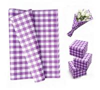 50 Sheets Purple Gingham Tissue Paper for Gift Wrapping, 35x50cm Tissue Paper Bulk for Gift Bags, Gift Packing Paper Wrapping Paper Sheets for Crafts DIY Art Wedding Birthday Baby Shower Party Favor
