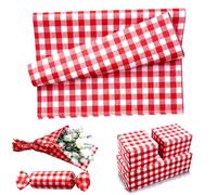 50 Sheets Red and White Checkered Tissue Paper for Wrapping Gifts,50x35cm Gingham Tissue Papers Sheets for Packaging,Gift Wrapping Paper for Crafts DIY Art Christmas Birthday Gift Bags Decorations