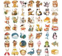 50 Sheets Retro Sticker Fairies Tale Watercolor Decal Reward Bottle Decorative for Journal Retro Decorative Luggage Watercolor