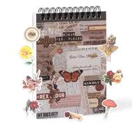 50 Sheets Scrapbook Stickers Book Self-Adhesive Sticker Book Decorative Stickers Orange Collection Design Washi Aesthetic Vintage Stickers for Journailing Scrapbooking Calendar DIY Gift