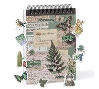 50 Sheets Self-Adhesive Scrapbook Stickers Collection - Decorative Green Vintage Washi Aesthetic for Journaling Calendar DIY Gift