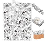 50 Sheets Skull Gothic Tissue Paper for Present Wrapping Skull Rose Butterfly Spider Printed Paper Supplies for Present Bags for Halloween Party DIY Craft 20 × 14 Inches
