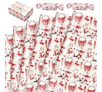 50 Sheets Skull Gothic Tissue Paper for Present Wrapping Skull Rose Butterfly Spider Printed Paper Supplies for Present Bags for Halloween Party DIY Craft 20 × 14 Inches