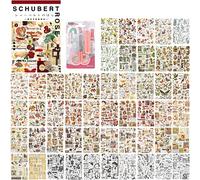 50 Sheets Vintage Washi Stickers Set for Journaling, ToyaJeco Rose Mushroom Fruits Plants Retro Things Adhesive Stickers, Decorative DIY Decor for Scrapbooking Journal Planner Album (Retro Color)