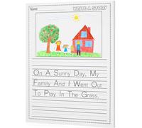 50 Sheets Writing Beginner Paper for Kids Create Story, 8.5"x11" Handwriting Paper Bulk with Picture Space and Lines DIY Craft Writing Kit for Kids Journal Activity, Easter Gifts