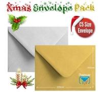 50 Shiny Gold Silver Xmas Card Envelopes Metallic C5 Gummed Christmas Card Envelopes