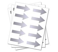 50 Silver Arrows - Removable Self Adhesive Waterproof Durable Vinyl Stickers - Digitally Cut to The Sticker Shape - Size 30mm x 15mm