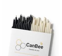 50 Slim Tapered Candles Black and White in Natural Beeswax | 16 x 0.5 cm | Clean Burning Without Smoke and Drips | Approx 40 Minutes | Yoga Meditation Essential Rituals - CanBee