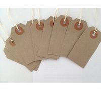 50 Small Brown/Buff (Manilla) Strung 70x35mm Tag/Tie On Luggage Labels (Pack of 2)