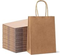 50 Small Size Kraft Paper Bags with Twist Handles, Suitable for Kid Parties, Christmas Parties, Wedding Occasion, With Multiple Quantity paper gift bags -23x18.5x8cm