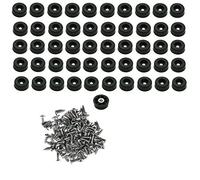 50 Soft Round Rubber Feet W/Stainless Steel Screws - .437 H X 1.062 D - Metal Insert for Strength Made in USA, Non Slip, Food Safe, Conflict Minerals 3TG, BPA Free, RoHS & Reach 3 Prop 65 Compliant.
