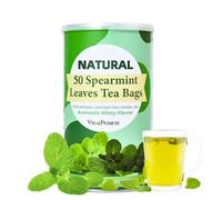 50 Spearmint Tea Bags - VitalForest Premium Dried Spearmint Leaves - Peppermint Tea - Refreshing & Minty, Caffeine Free, Corn Fiber Tea Bags, Canister Pack for Freshness