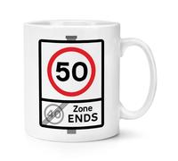 50 Speed Limit Sign Zone Ends 50th Birthday 10oz Mug Cup