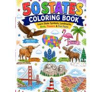 50 states of America: Coloring book for kids 50 Pages