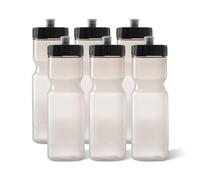 50 Strong Sports Squeeze Water Bottles - Set of 6 - Team Pack 22 oz. BPA Free Bottle Easy Open Push/Pull Cap - Multiple Colors Available (Clear/Black)