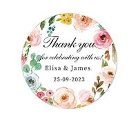 50 Thank You for Celebrating with us! Stickers, Personalised 40mm Wedding Favour Thank You Stickers, Sweet Bag Labels,Engagement/Christening Favour Box/Envelopes Seals - Rd 065 (004)
