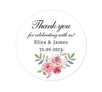 50 Thank You for Celebrating with us! Stickers, Personalised 40mm Wedding Favour Thank You Stickers, Sweet Bag Labels,Engagement/Christening Favour Box/Envelopes Seals - Rd 065 (003)
