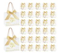 50 Thank You Gift Bag with Handle, SHAIDOJIO Small White Paper Gift Bags with Bow Ribbon, Mini Sweets Gift Box Party Favour Bags Bulk for Wedding Birthday Bridal Shower Baby Shower Party-14x6x12.5cm