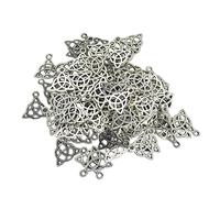 50 Tibetan Silver Celtic Knot Triangle Charms for Jewelry Making - Antique Zinc Alloy Pendants for Necklaces Bracelets Crafts