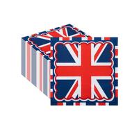 50 Union Jack Paper Napkins 33x33cm - British Flag Serviettes for Royal, Jubilee & Sport Events - Red White Blue Party Decor (50 x Napkins)