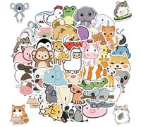 50 Unique Cute Animal Stickers, Waterproof & Reusable Sticker Packs for Laptops, Water Bottles, Car, Bumper, Luggage, Kids' Gifts Stick