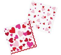 50 Valentines Paper Napkins 33 x 33cm Disposable Dinner Napkins Rosa Red Heart Luncheon Napkin