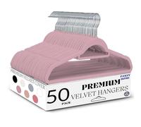 50 Velvet Hangers Non-Slip Clothes Coat Hangers Coat with Tie Bar and 360° Swivel Hook Space-Saving 0.6 cm Thick 45 cm Long, for Dresses Trousers (50 Pack Baby Pink)