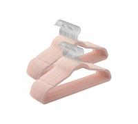 SONGMICS Set of 50 Velvet Hangers, 41.5 cm Wide, Space-Saving, High Load Capacity, with 360° Swivel Hooks, for Coats Shirts Suits, Pink and Silver CRF026P03