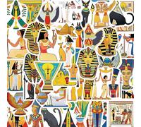 50 Waterproof Ancient Egypt Stickers: Pyramid, Sphinx, Pharaoh - Aesthetic Lost Civilization Vinyl Stickers for Water Bottles, Laptop, Luggage, Car, Skateboard